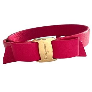 Salvatore Ferragamo Double Wrap Leather Vara Bracelet